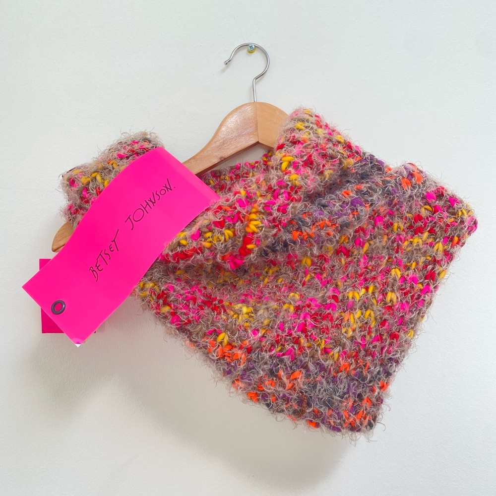NWT Betsey Johnson Pink Multicolor Knit Cowl Neck Warmer